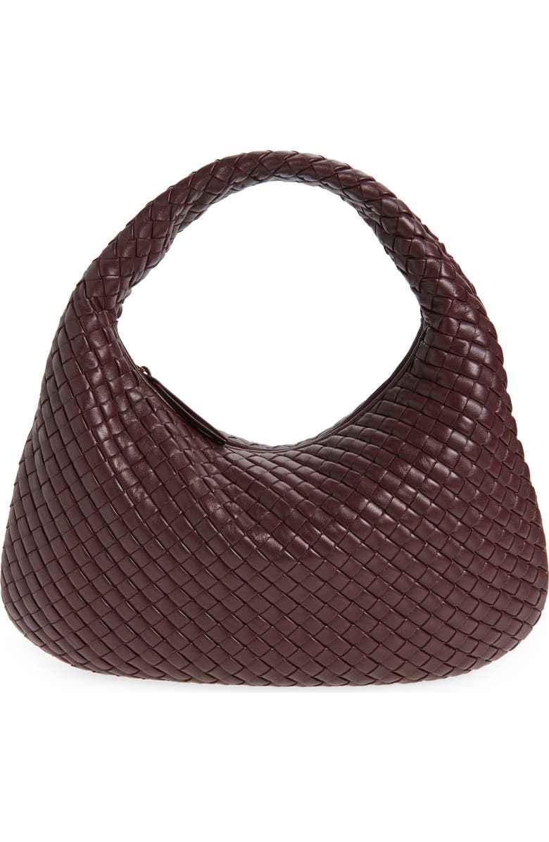 Bottega Veneta Borsa Intrecciato Leather Shoulder Bag, Main, color, 6147 Deep Mahogany-Mb