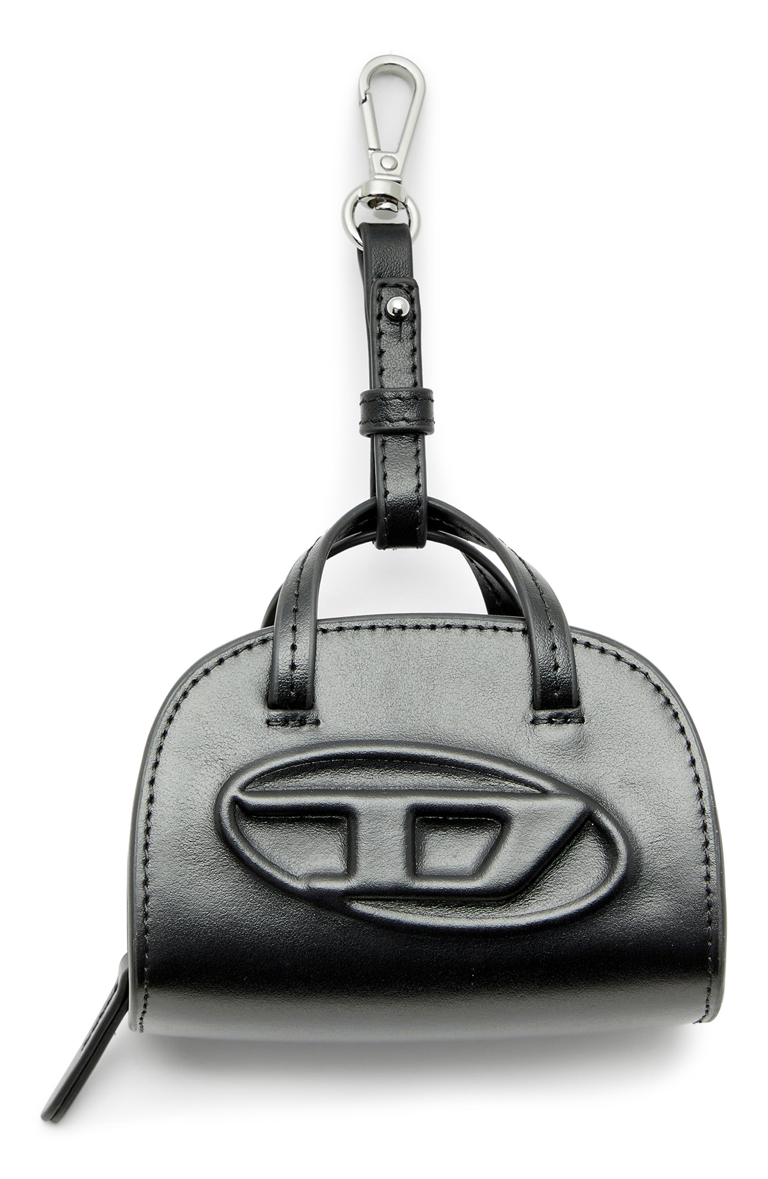 DIESEL<sup>®</sup> Mini 1DR Dome Leather Bag Charm, Main, color, Black