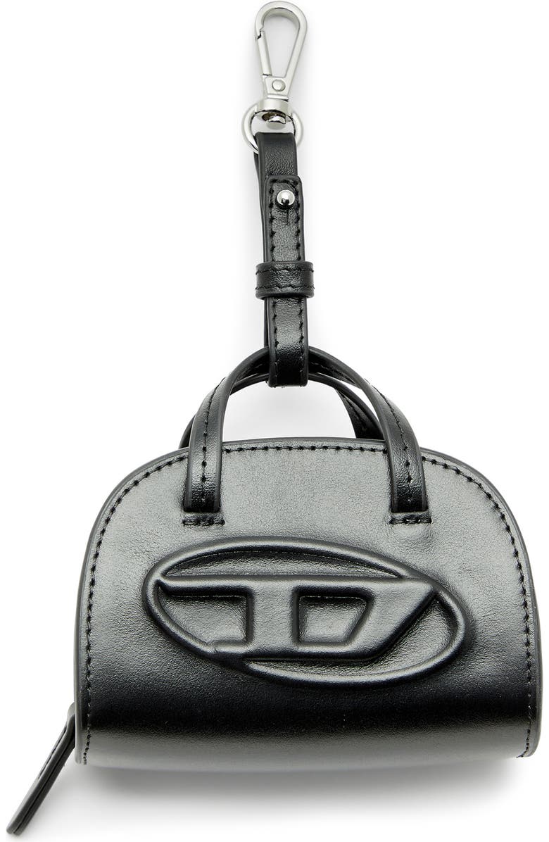 DIESEL<sup>®</sup> Mini 1DR Dome Leather Bag Charm, Main, color, Black