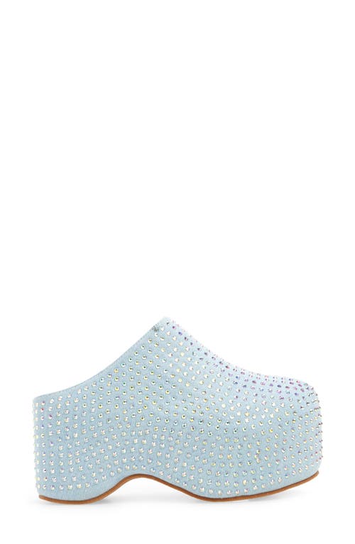 Azalea Wang Jamal Crystal Denim Platform Clog In Blue