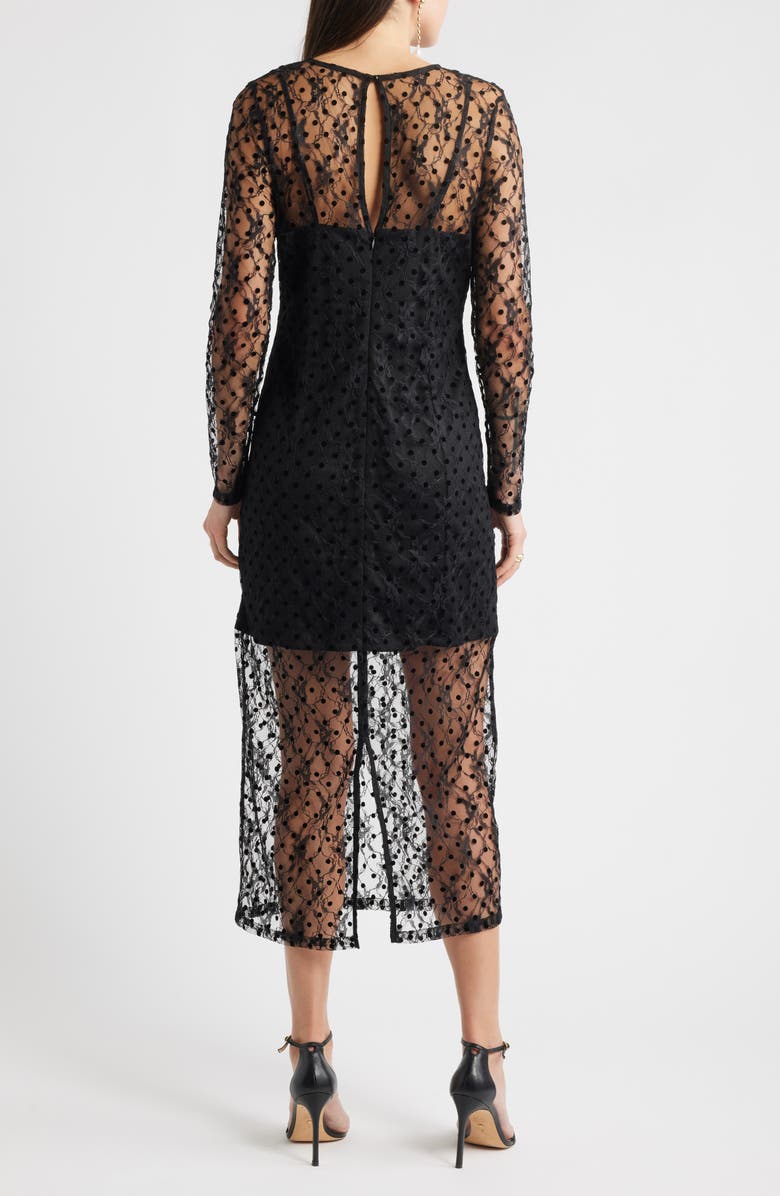 Chelsea28 Lace Illusion Midi Dress, Alternate, color, Black