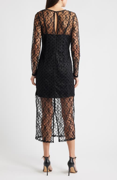 Chelsea28 Lace Illusion Midi Dress In Black