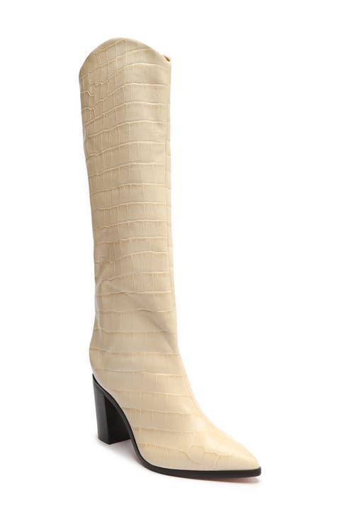 Maryana Pointed Toe Block Heel Knee High Boot (Women)