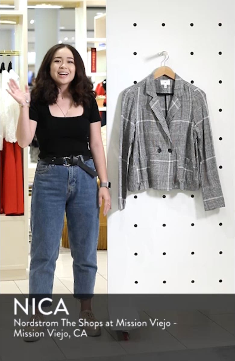 Plaid Linen Blend Blazer, sales video thumbnail