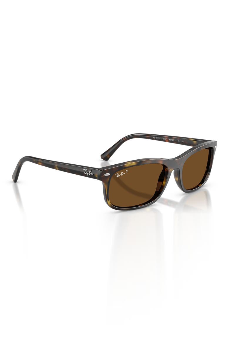 60mm Polarized Rectangular Sunglasses, Alternate, color, HAVANA / POLAR BROWN