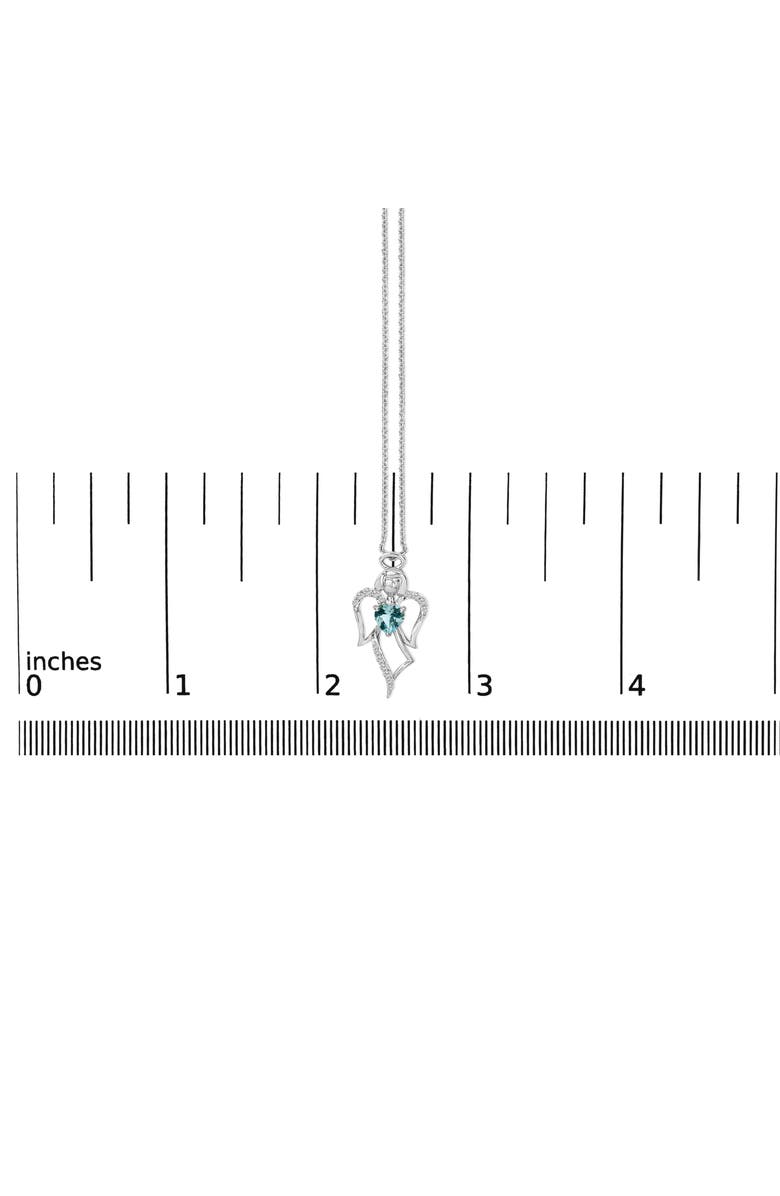 Haus of Brilliance .925 Sterling Silver Created Blue Topaz Angel Pendant Necklace, Alternate, color, White