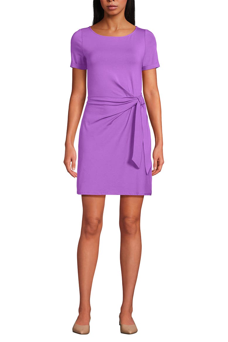 Short Sleeve Cotton Modal Wrap Mini Dress, Main, color, Soft Orchid