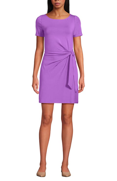 Short Sleeve Cotton Modal Wrap Mini Dress