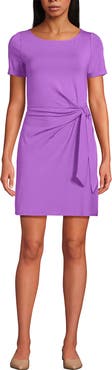 Lands' End Short Sleeve Cotton Modal Wrap Mini Dress