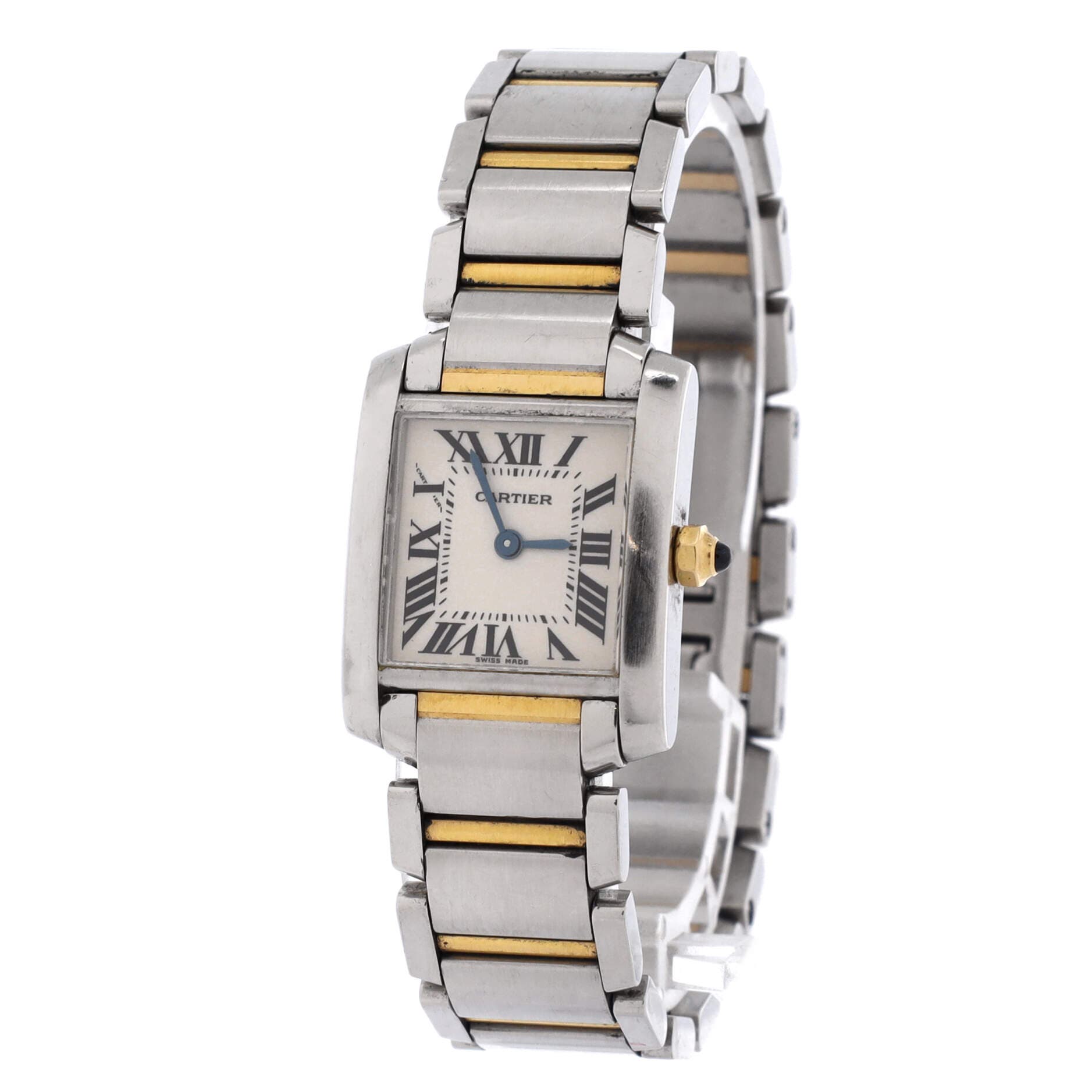 Tank Francaise Quartz Watch Stainless Steel and Yellow Gold 20, Alternate, color, Metallic Gold