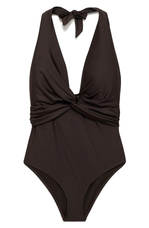 Mango Drape Halter One-piece Swimsuit