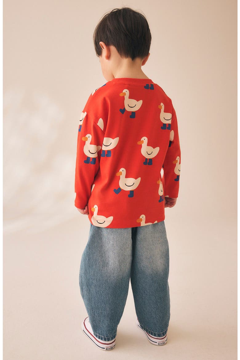 Kids' Duck Print Long Sleeve T-Shirt, Alternate, color, RED