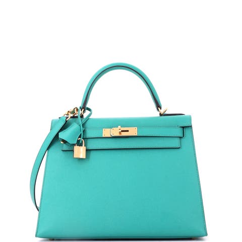 Kelly Handbag Blue Epsom with Gold Hardware 28