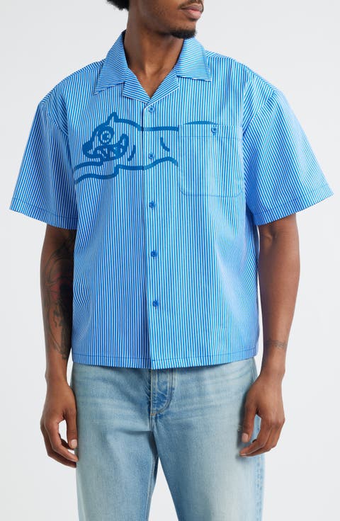 Decker Pinstripe Cotton Camp Shirt