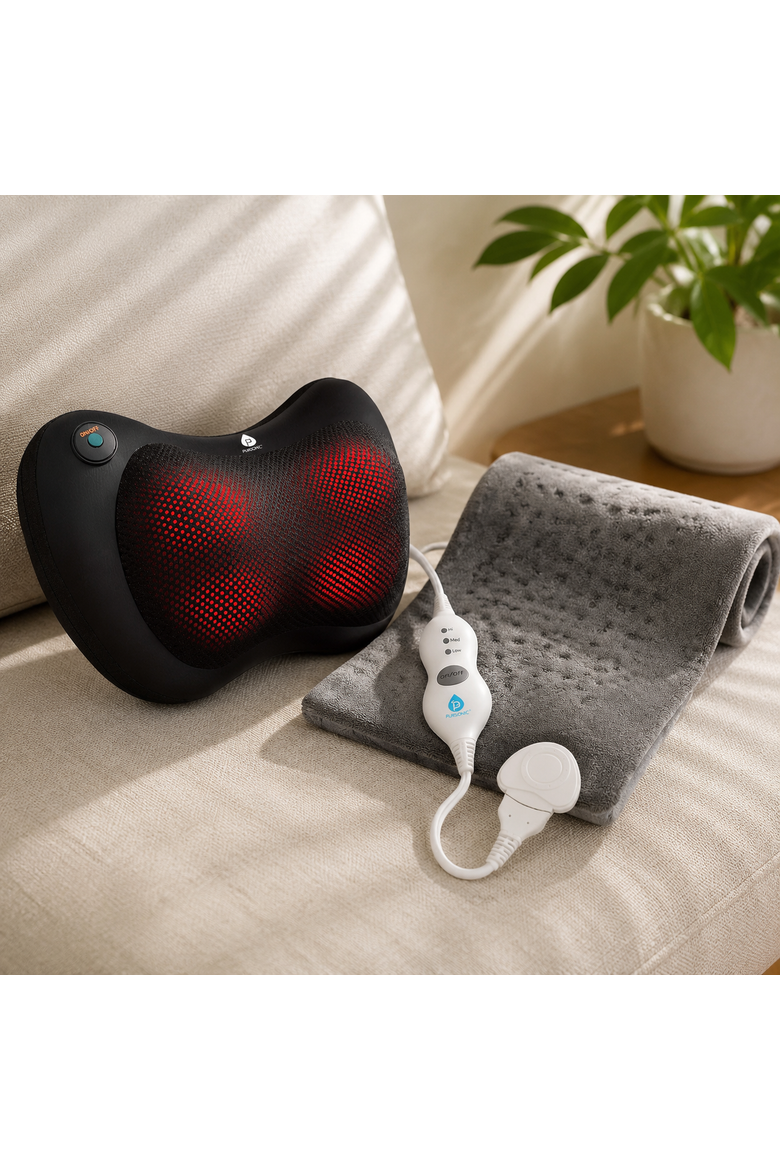 Shiatsu Massager & Heating Pad Therapy Set, Alternate, color, Black