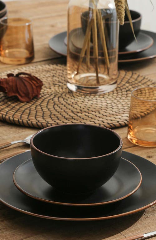 Stone Lain Brasa Stoneware 16-piece Dinnerware Set In Black