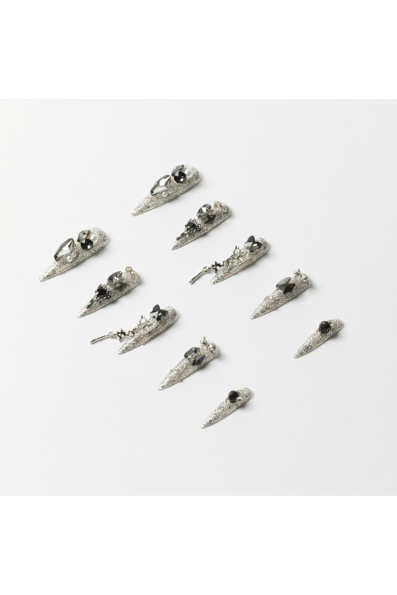 3H Luxury Handmade Press-on Nails - Chrome Dagger, Alternate, color, Silver