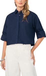 1.STATE Boxy Cotton Poplin Button-Up Shirt
