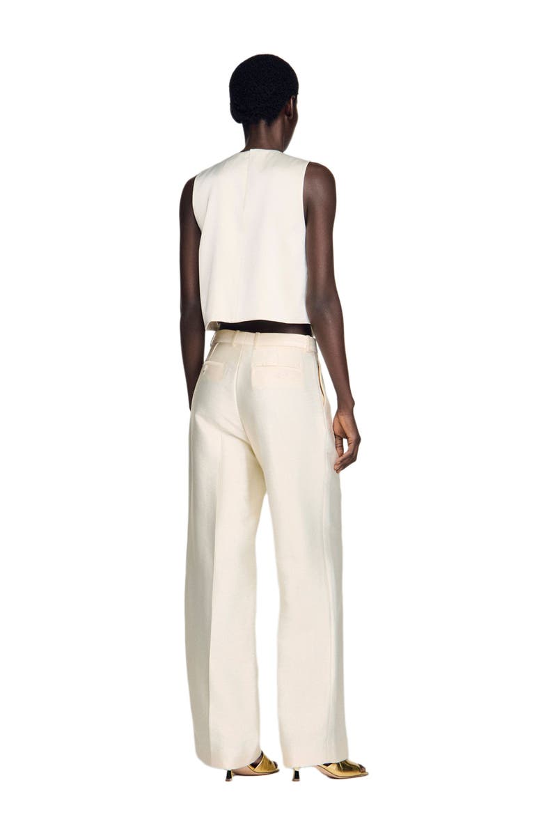 SANDRO Satin bow crop top, Alternate, color, Ecru