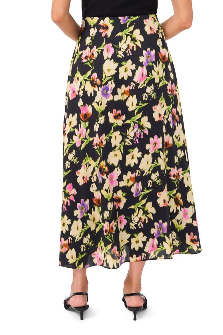 Floral Charmeuse Slip Skirt, Alternate, color, RICH BLACK