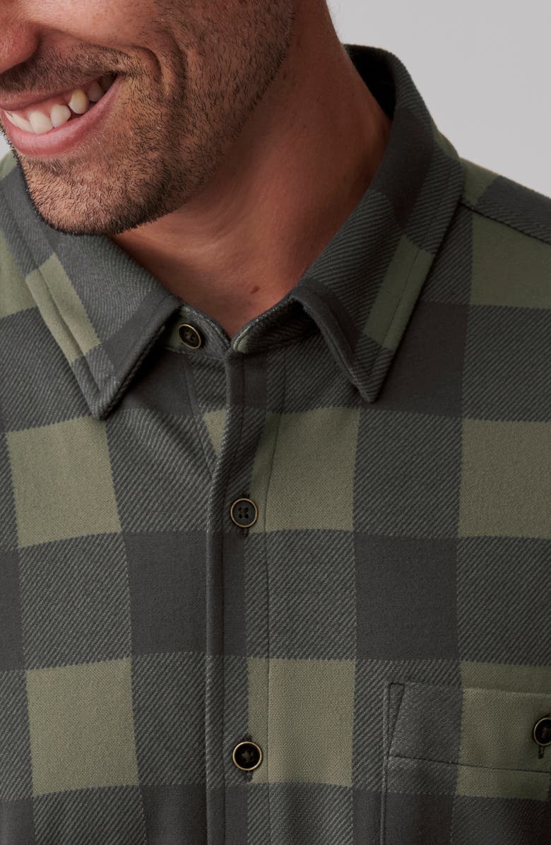 Rhone Hardy Check Flannel Button-Up Shirt, Alternate, color, Lichen Green Buffalo Check