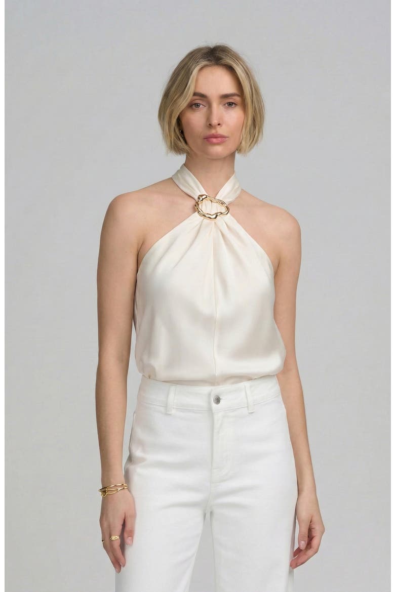 Woven Halter Hardware Top, Main, color, IVORY