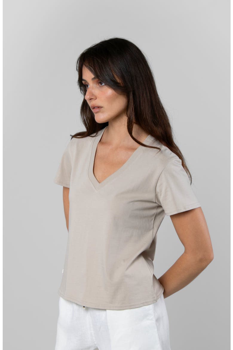 Supima V-Neck, Alternate, color, Oat