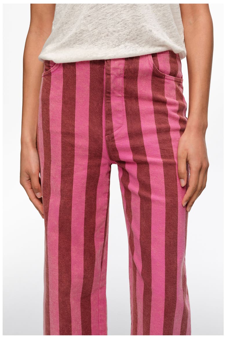 Low-Rise 5-Pocket -Striped Denim Trousers, Alternate, color, PINK