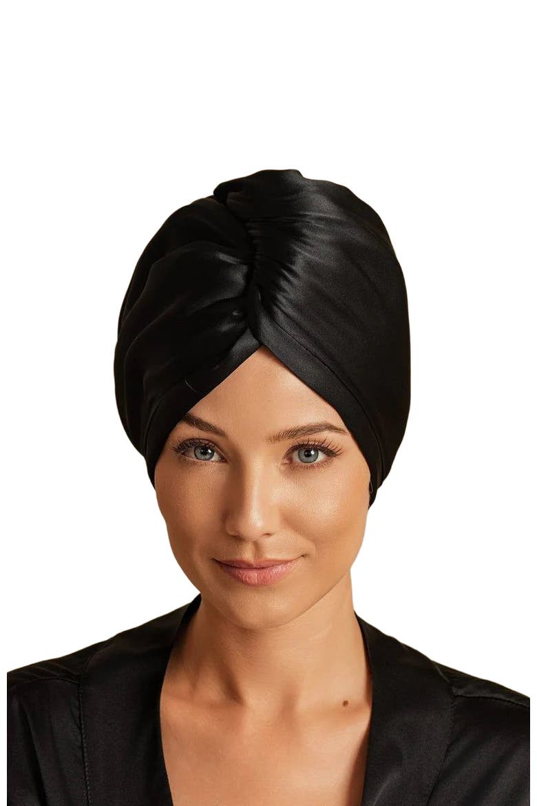 Pure Silk Hair Towel Wrap, Alternate, color, Black