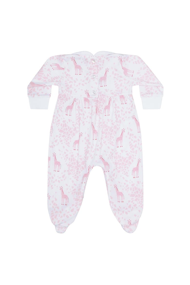 Pink Giraffe Print Smocked Footie - Baby, Alternate, color, Pink