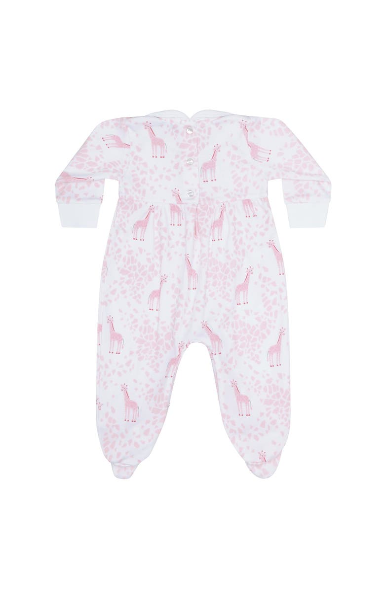 Nellapima Pink Giraffe Print Smocked Footie - Baby, Alternate, color, Pink