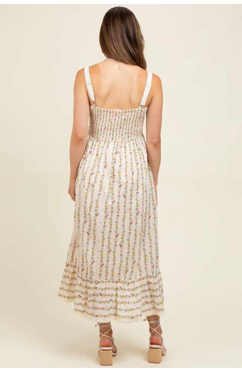 PinkBlush Floral Textured Cotton Lace Trim Maxi Dress, Alternate, color, Cream