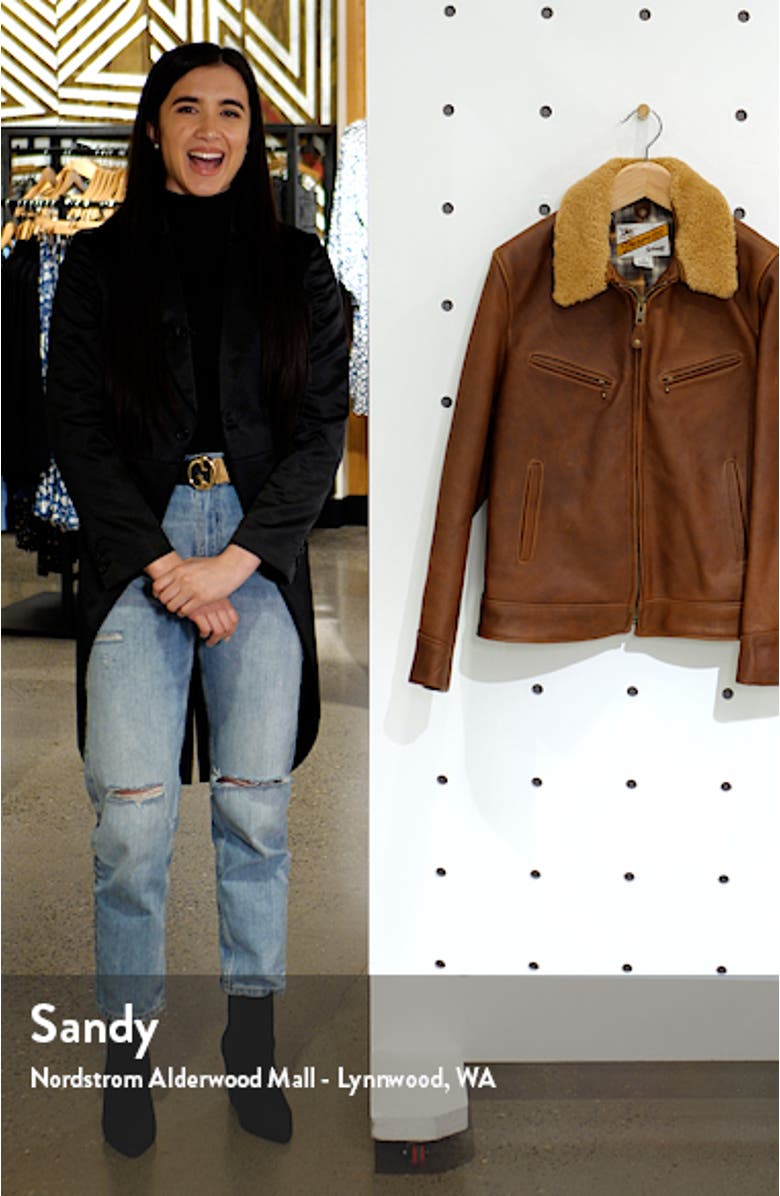 Leather Moto Jacket with Genuine Shearling Trim, sales video thumbnail