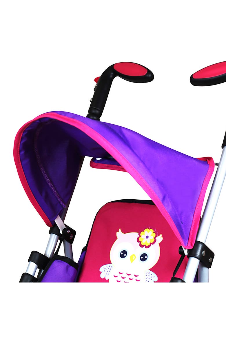 Deluxe Doll Stroller, Pink Purple Owl, Foldable Pushchair Accessory Toy, Alternate, color, Multicolored