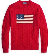 Polo Ralph Lauren Flag Intarsia Cabled Cotton Crewneck Sweater