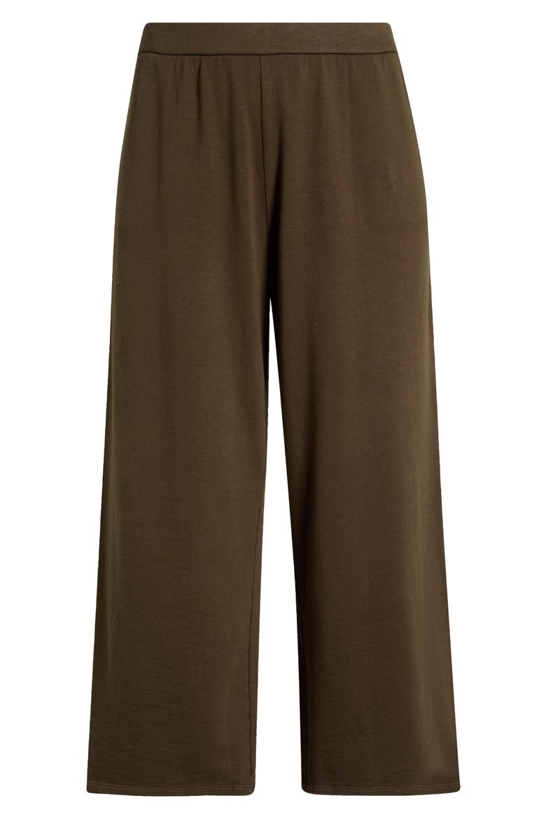 Garment Dyed Organic Cotton Terry Wide Leg Pants, Alternate, color, WREN