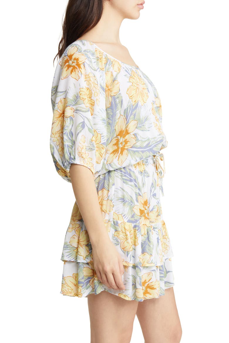 Always Floral Bubble Hem Top, Alternate, color, WHITE