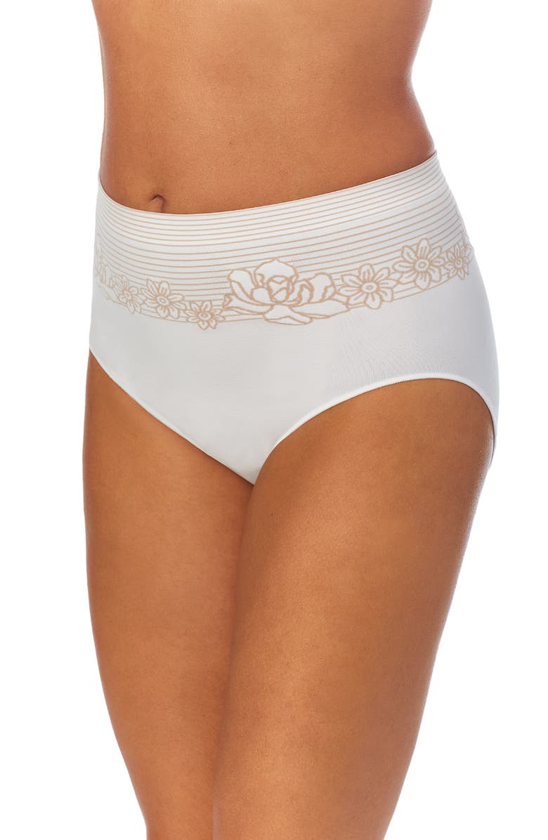 Ellen Tracy 3-Pack Floral Stripe Assorted High Leg Seamless Briefs, Alternate, color, Black/ White/ Sand