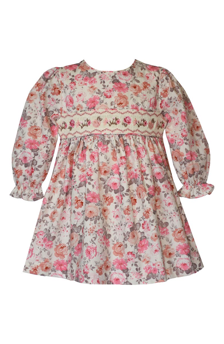 Iris & Ivy Smocked Floral Long Sleeve Dress, Main, color, Pink
