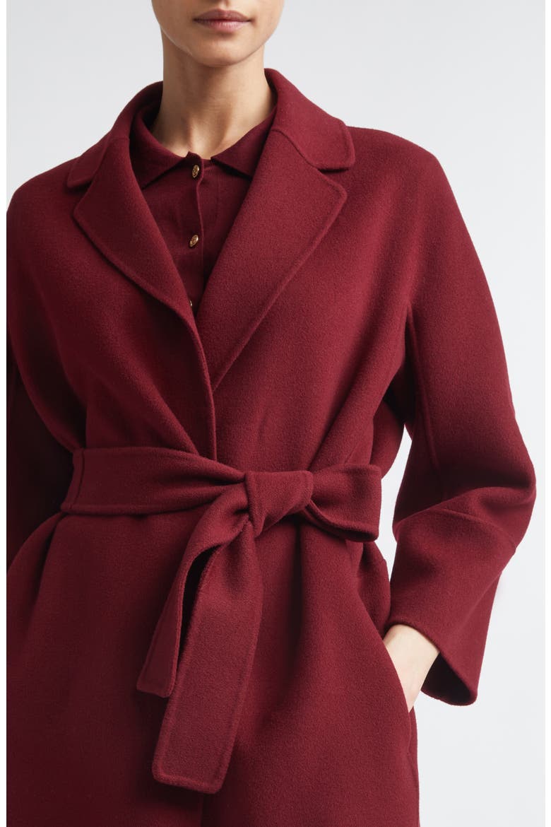 Arona Belted Virgin Wool Wrap Coat, Alternate, color, BORDEAUX