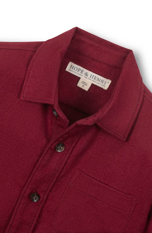 Hope & Henry Kids' Organic Long Sleeve Flannel Button Down Shirt In Burgundy