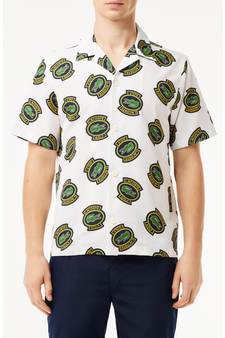 Regular Fit Performance Golf Short Sleeve Button-Up Shirt, Main, color, IQH FARINE/ANANAS-NOIR