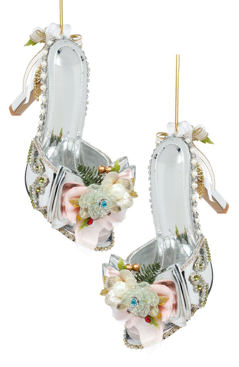 Mark Roberts Silver Shoe Slip on with Trim Ornament, Set of 2, Main, color, Silver