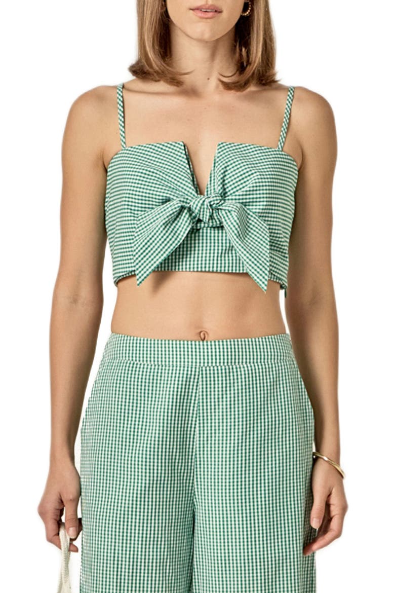 Check Tied Crop Tank, Main, color, KELLY GREEN