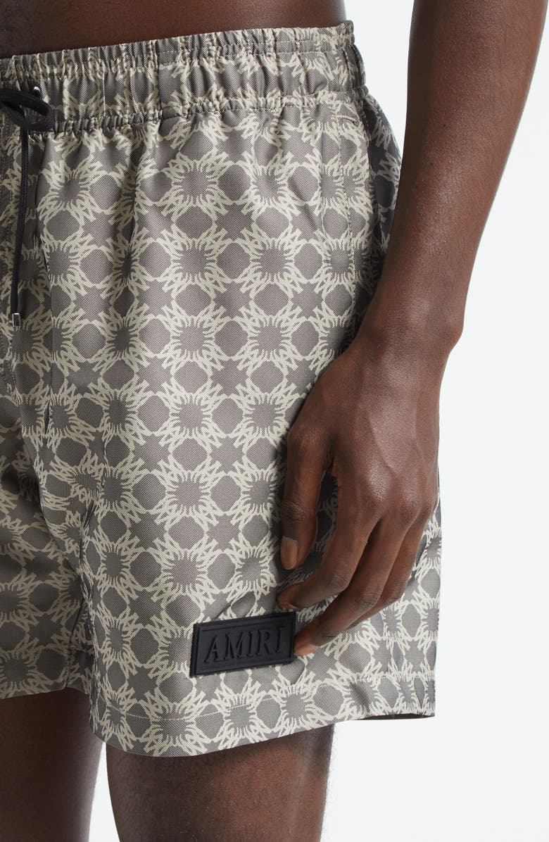 AMIRI MA Quad Monogram Print Swim Trunks, Alternate, color, Black