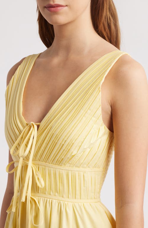 Moon River Tie Front Sleeveless Flare Maxi Dress In Yellow