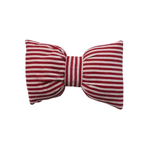 Velvet Bow Striped Lumbar Pillow
