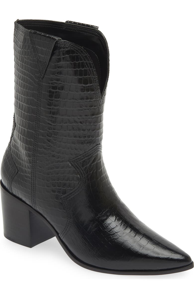 Kaanas Ver Croc Embossed Pointed Toe Western Boot, Main, color,