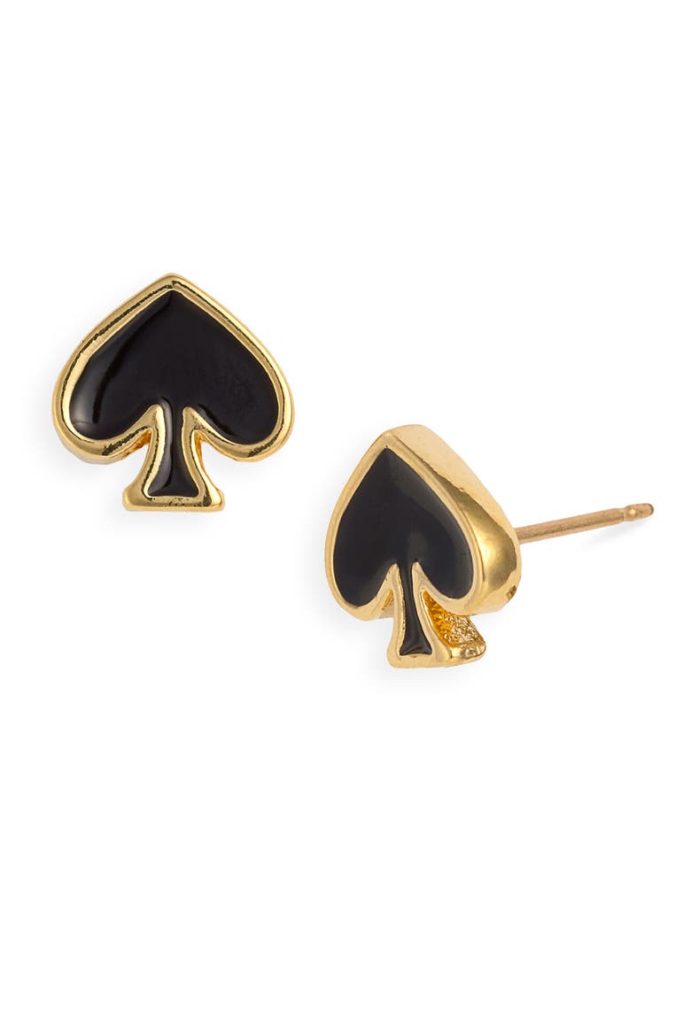 'spade to spade' mini stud earrings, Main, color, BLACK
