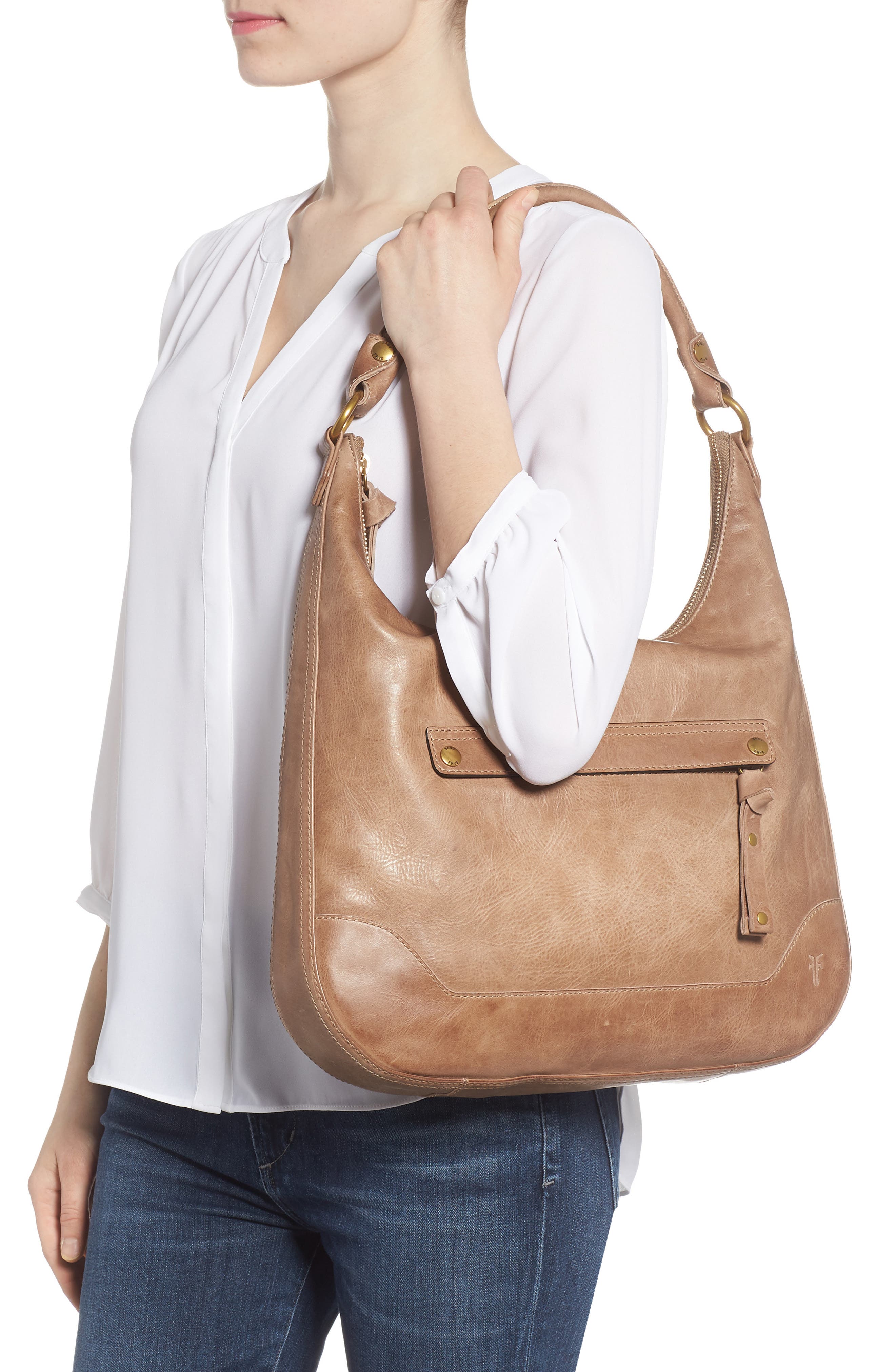 Melissa Large Leather Hobo, Alternate, color, DARK TAUPE